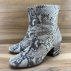 Free People Cecile Ankle Boots Womens 8 EU 38 SnakeEmbossed Leather Zip